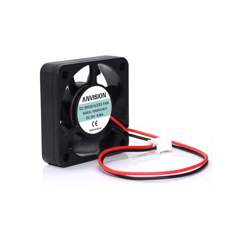 ANVISION DC 24V 40mm x 10mm Brushless Cooling Fan, Dual Ball Bearing, 2 Pin - Image 2